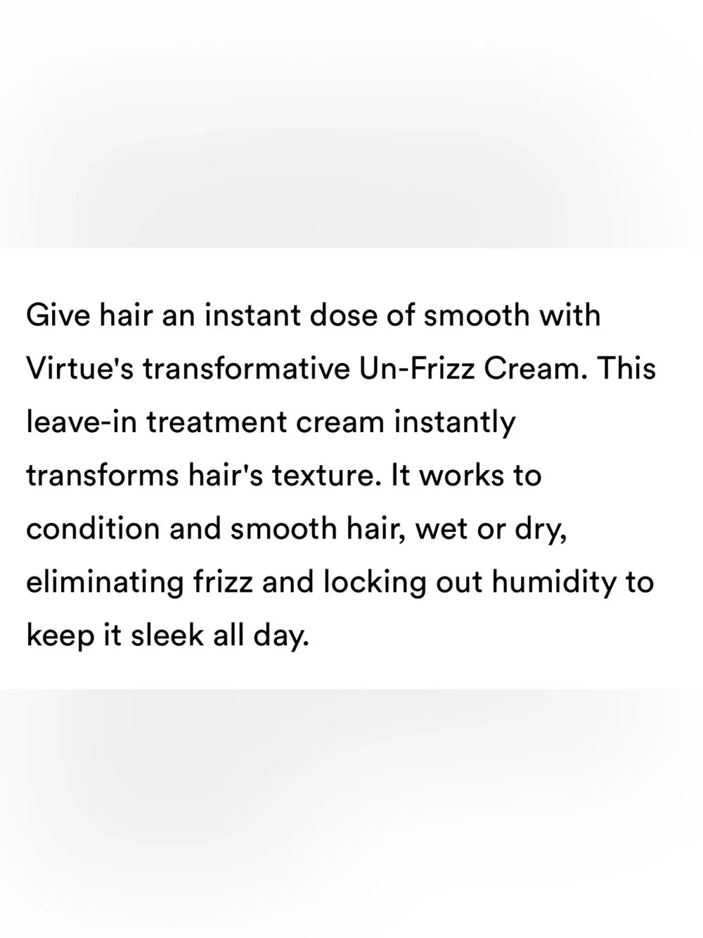Virtue Smooth Un-Frizz Cream - Full Size 4 oz; retail $44 new/unopened